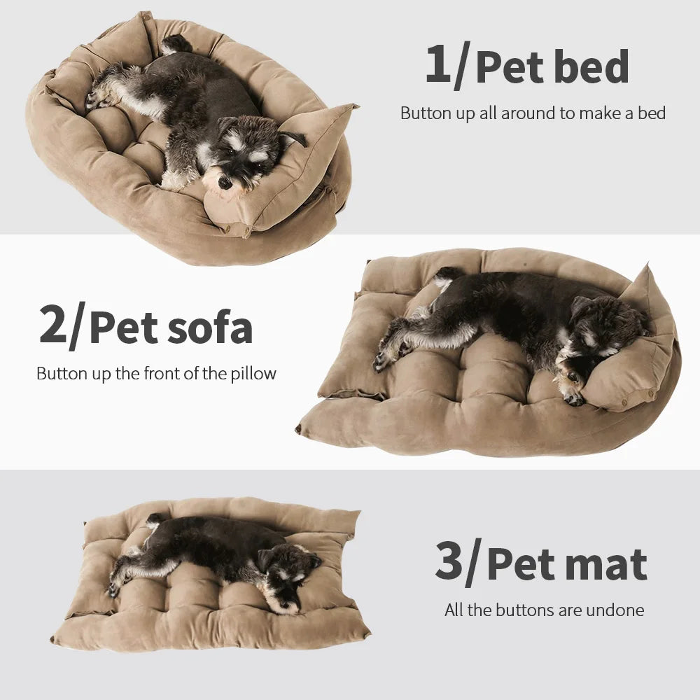 3-in-1 Dog Bed Mat – Soft Warm Sofa & Cushion for Dogs & Cats