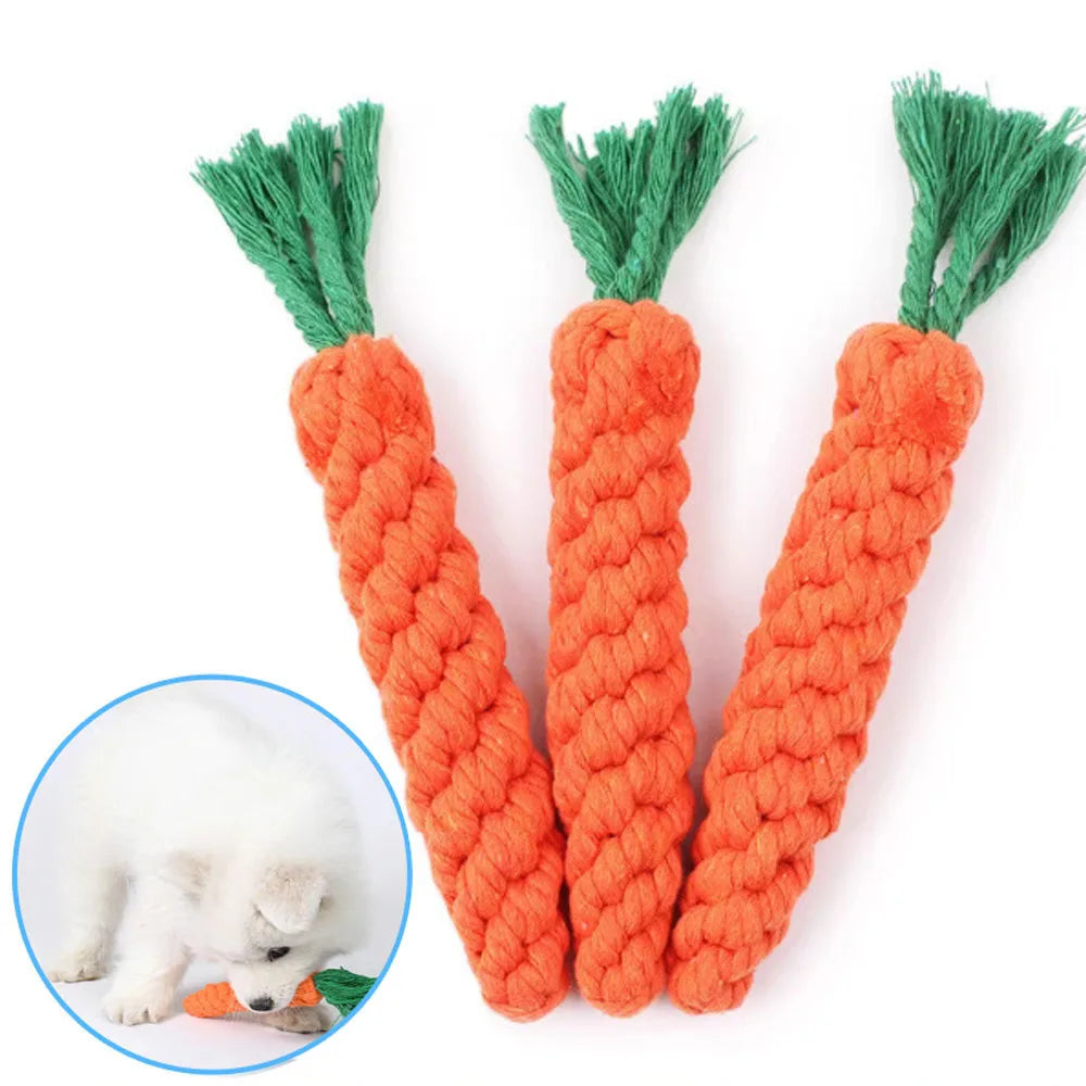 Carrot Rope Dog Toy – Durable Cotton Chew Toy for Puppies