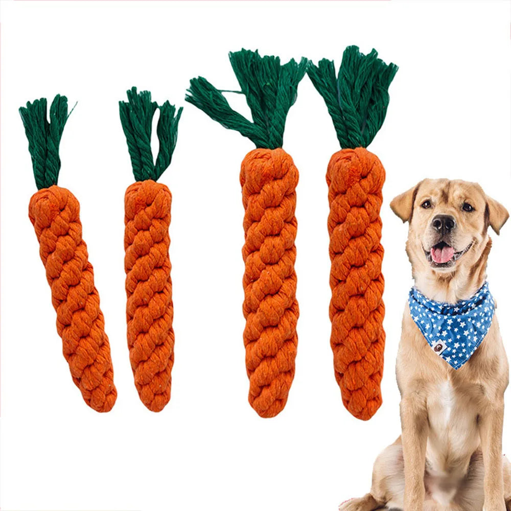 Carrot Rope Dog Toy – Durable Cotton Chew Toy for Puppies