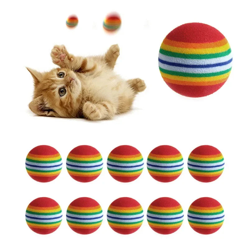 10PCS Colorful Cat Toy Balls – Interactive Rattle Play Set