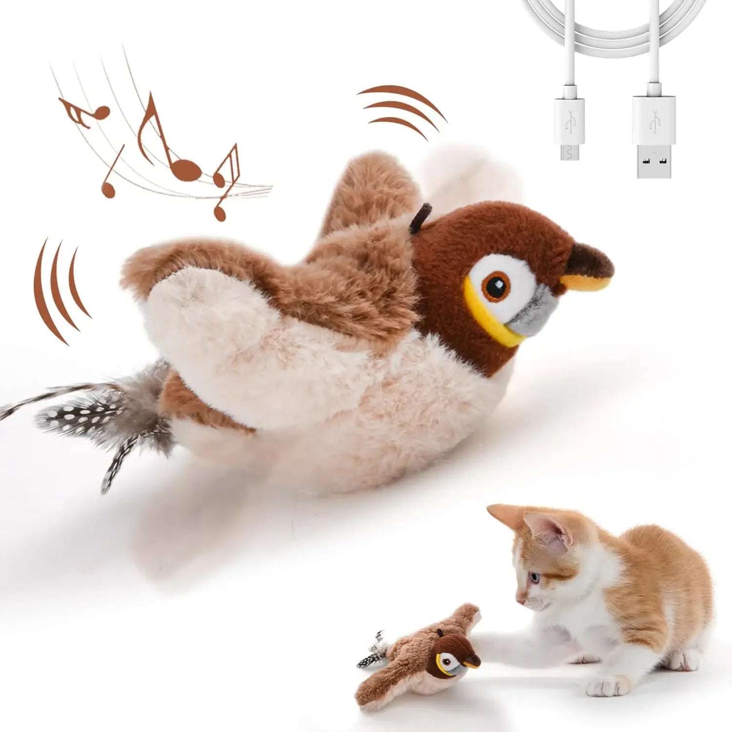 Electric Catnip Bird Toy – Touch-Activated Plush for Cats & Dogs