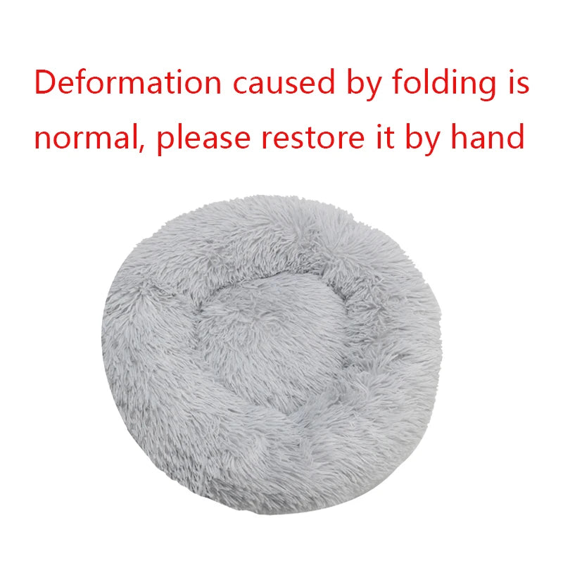 Round Plush Pet Bed – Warm Washable Bed for Cats & Dogs
