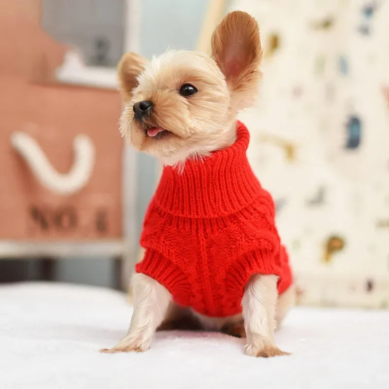 Knitted Dog Sweater – Winter Warm Clothes for Small & Medium Dogs