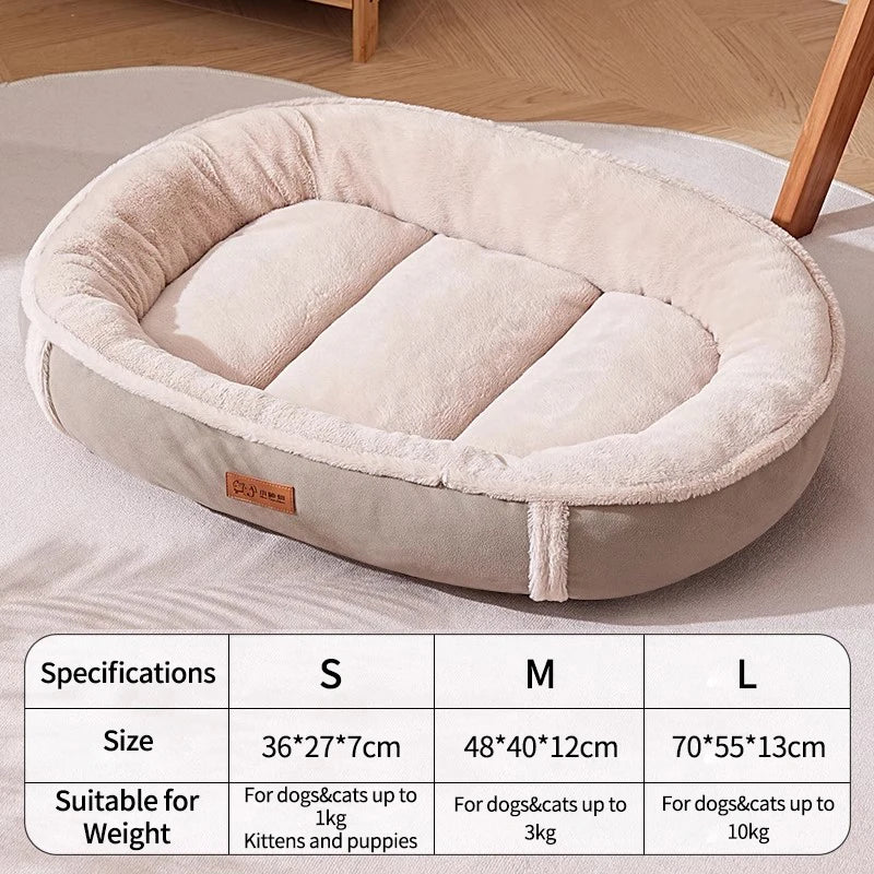Winter Pet Bed – Warm Suede Cat & Dog Nest with Washable Pad