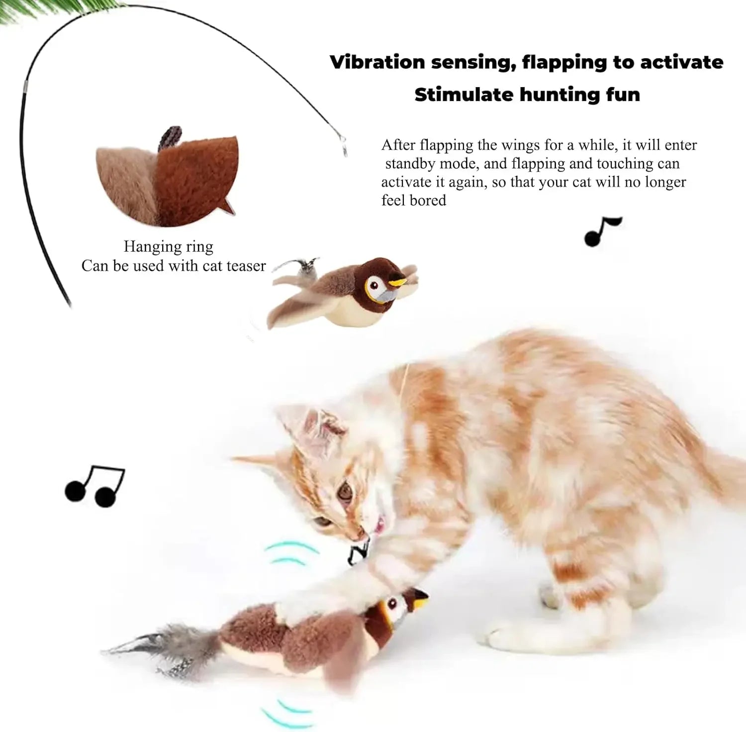 Electric Catnip Bird Toy – Touch-Activated Plush for Cats & Dogs