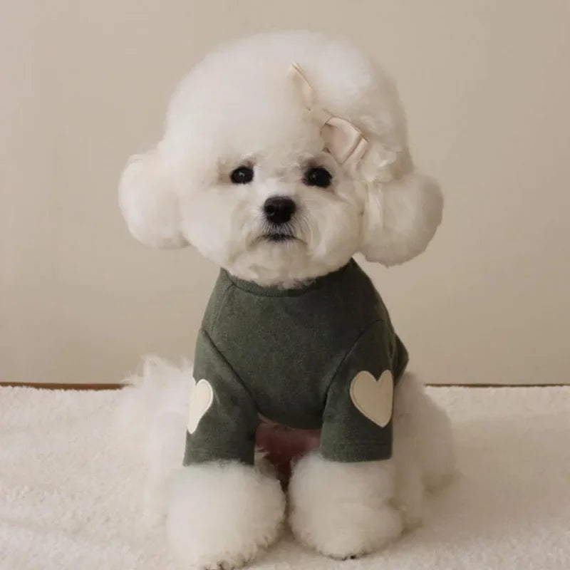Love Bear Dog Hoodie – Winter Warm Clothes for Small Dogs & Cats