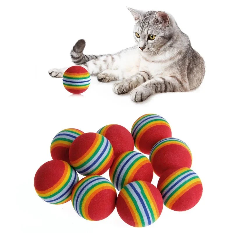 10PCS Colorful Cat Toy Balls – Interactive Rattle Play Set