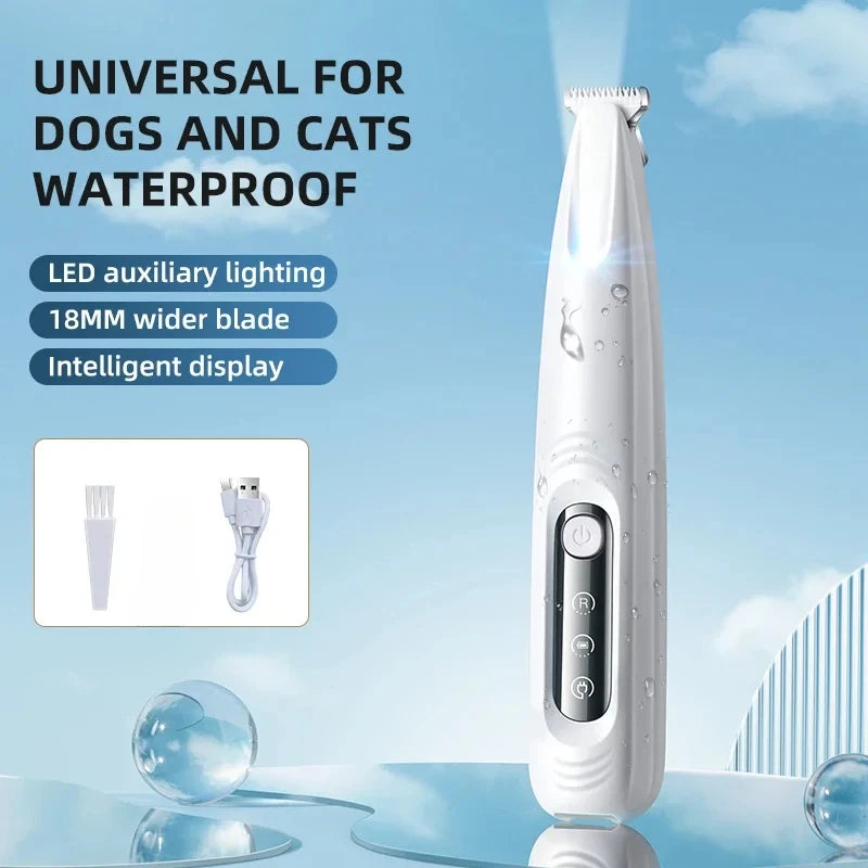 Type-C LED Dog Paw Trimmer – Waterproof Pet Hair Clipper