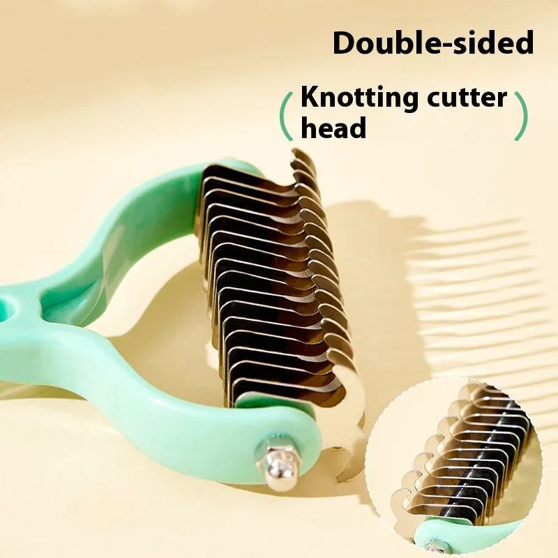 Double-Sided Pet Brush – Cat & Dog Fur Knot Cutter Comb