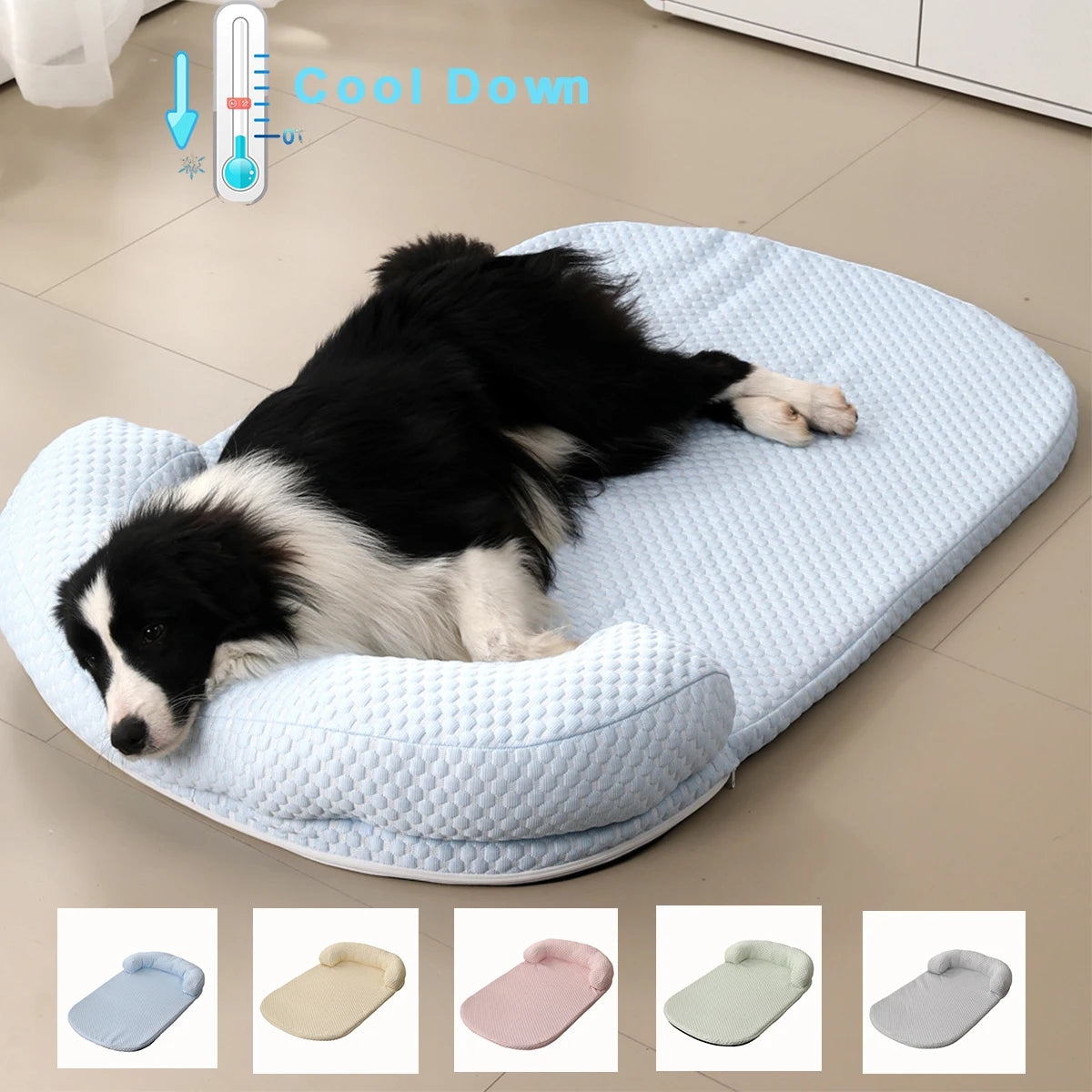 Cooling Dog Bed – Breathable Ice Silk Pet Bed with Pillow