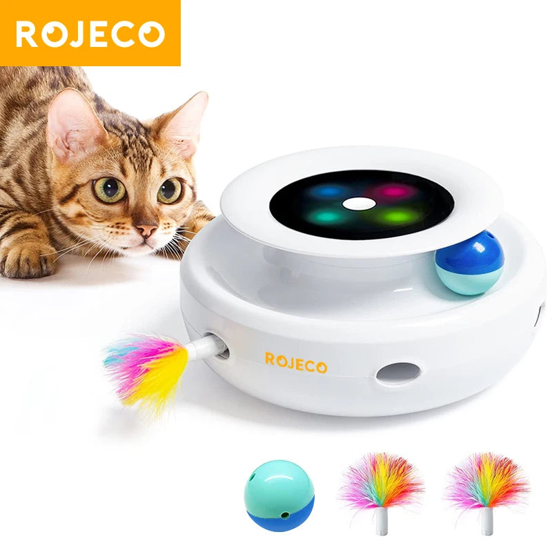 2-in-1 Smart Cat Toy – Automatic Feather & Rolling Ball Set
