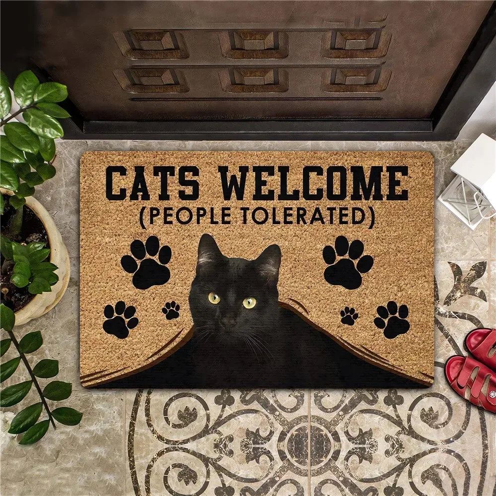 Cats Welcome People Tolerated Doormat – Funny Home Decor Rug