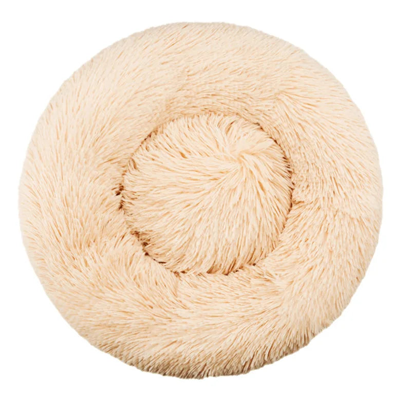 Round Plush Pet Bed – Warm Washable Bed for Cats & Dogs