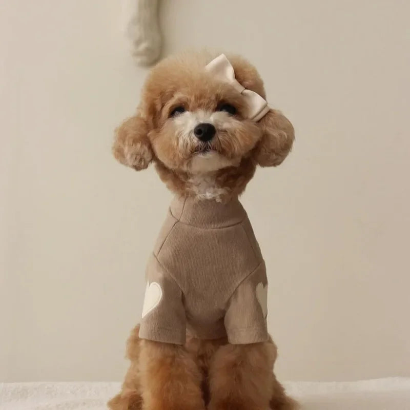 Love Bear Dog Hoodie – Winter Warm Clothes for Small Dogs & Cats