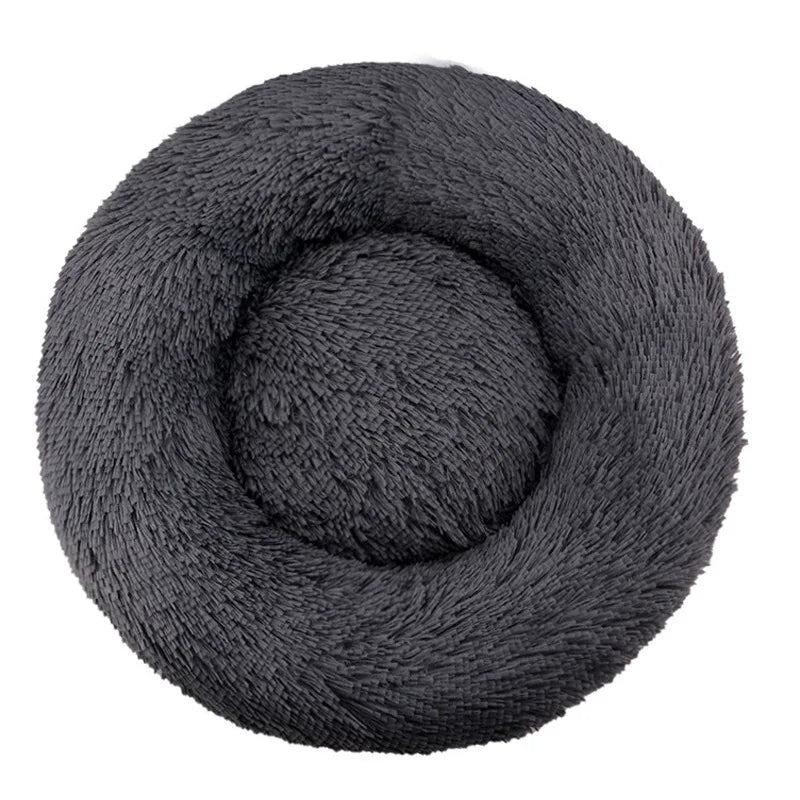 Round Plush Pet Bed – Warm Washable Bed for Cats & Dogs