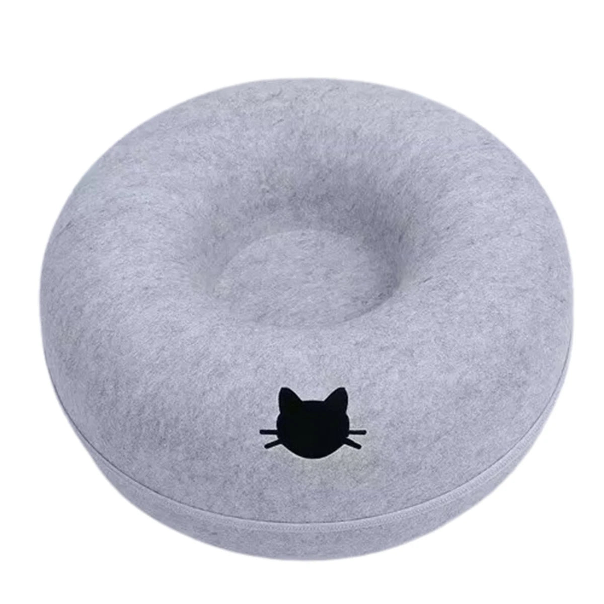 Felt Donut Cat Bed – 2-in-1 Tunnel & Hideout with Breather Hole