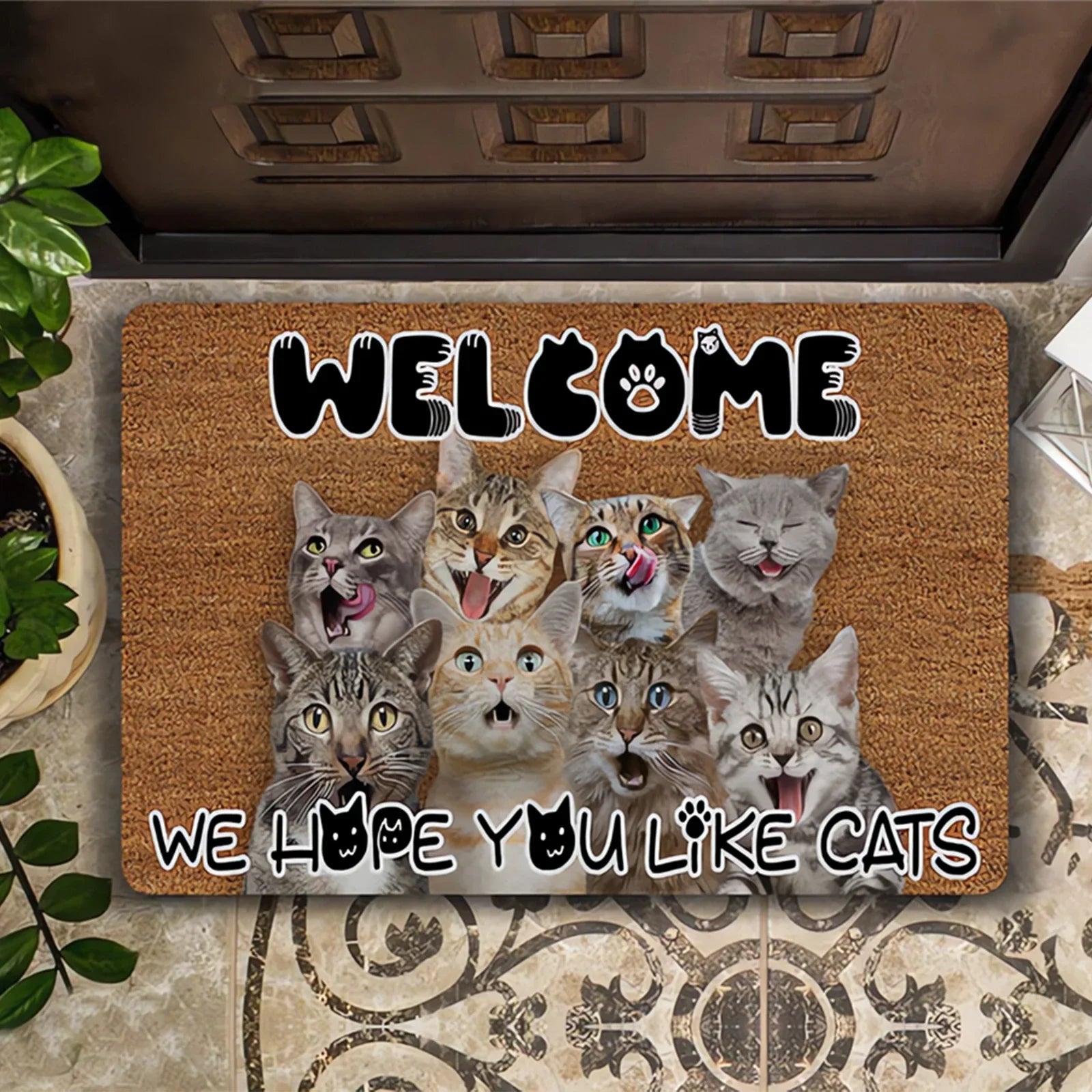 Cats Welcome People Tolerated Doormat – Funny Home Decor Rug