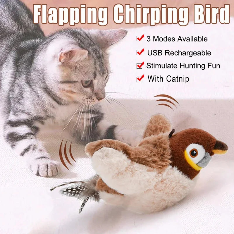 Electric Catnip Bird Toy – Touch-Activated Plush for Cats & Dogs