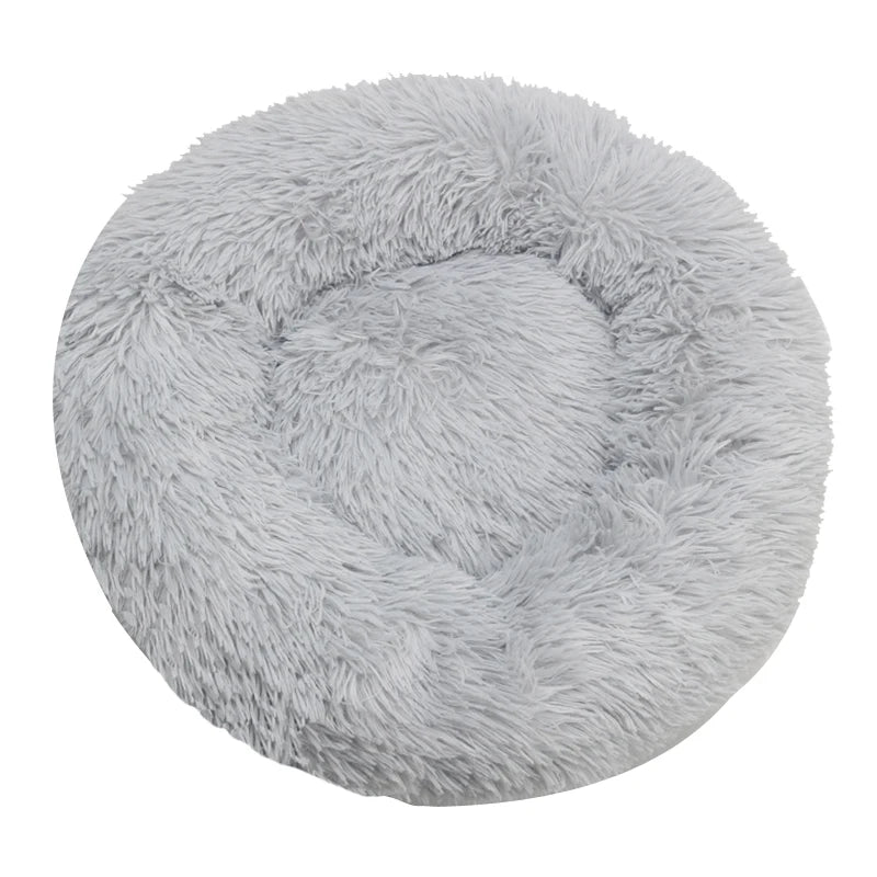Round Plush Pet Bed – Warm Washable Bed for Cats & Dogs