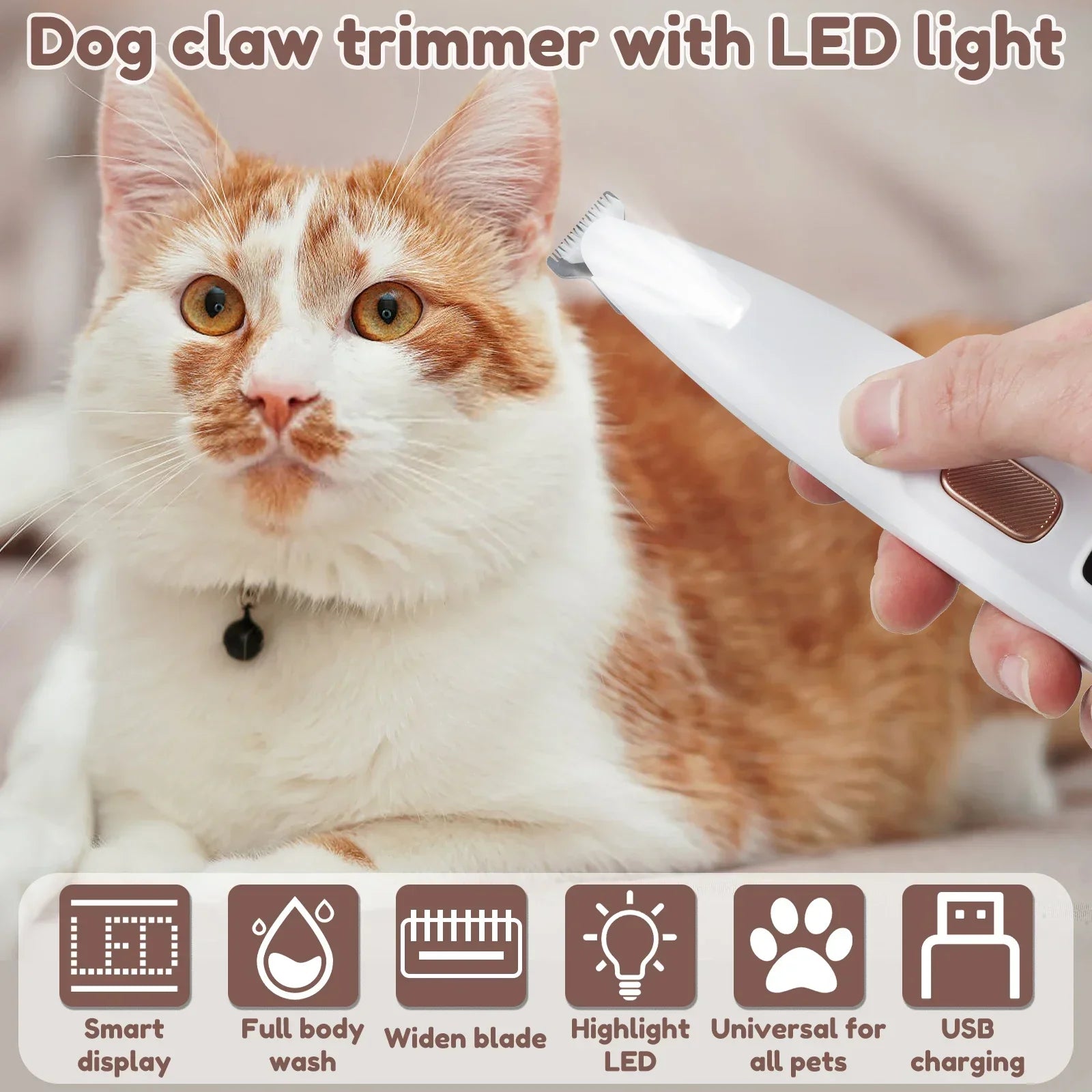 LED Dog Paw Trimmer – Waterproof Pet Hair Clipper