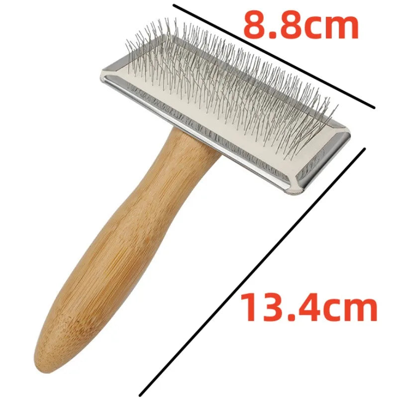 Wooden Pet Comb – Stainless Steel Grooming Brush for Dogs & Cats