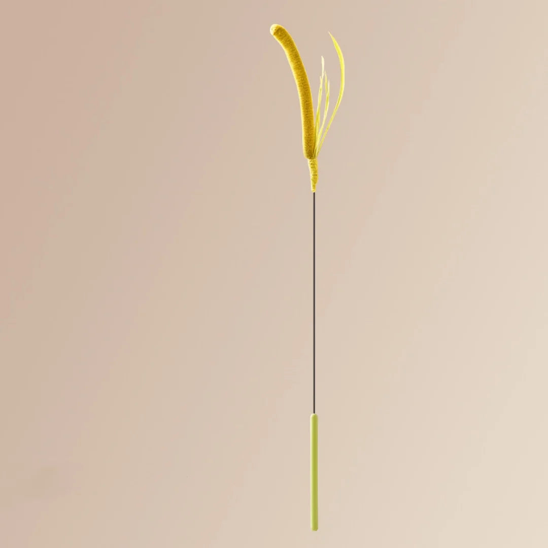 Kimpets Cat Teasing Stick – Feather & Tail Grass Toy