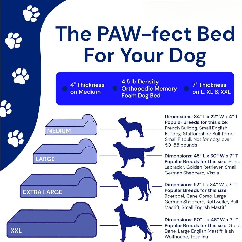 Orthopedic Memory Foam Dog Bed – Large Waterproof Washable Bed