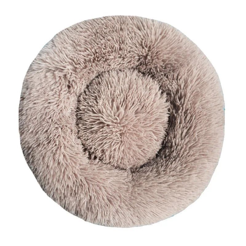 Round Plush Pet Bed – Warm Washable Bed for Cats & Dogs