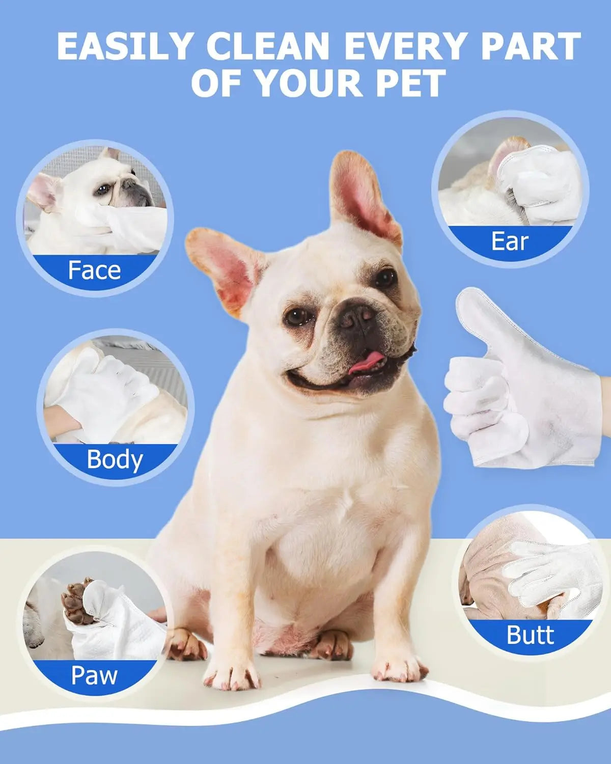 Pet Cleaning Wipes Gloves – Bathing & Deodorizing Wipes for Dogs & Cats
