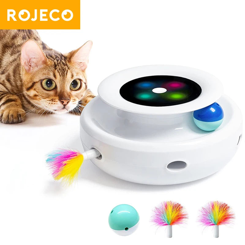 2-in-1 Smart Cat Toy – Automatic Feather & Rolling Ball Set