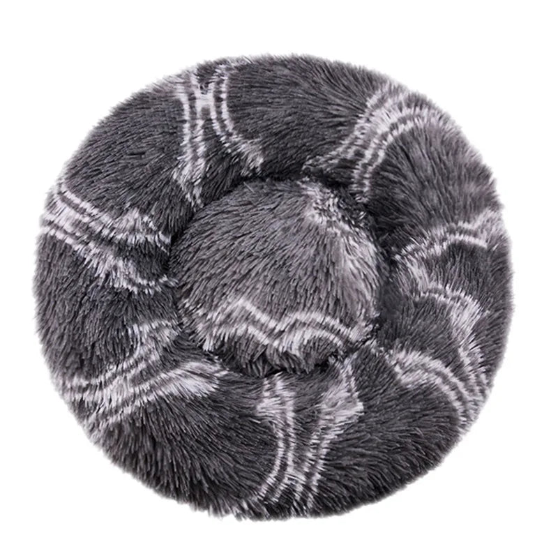 Round Plush Pet Bed – Warm Washable Bed for Cats & Dogs