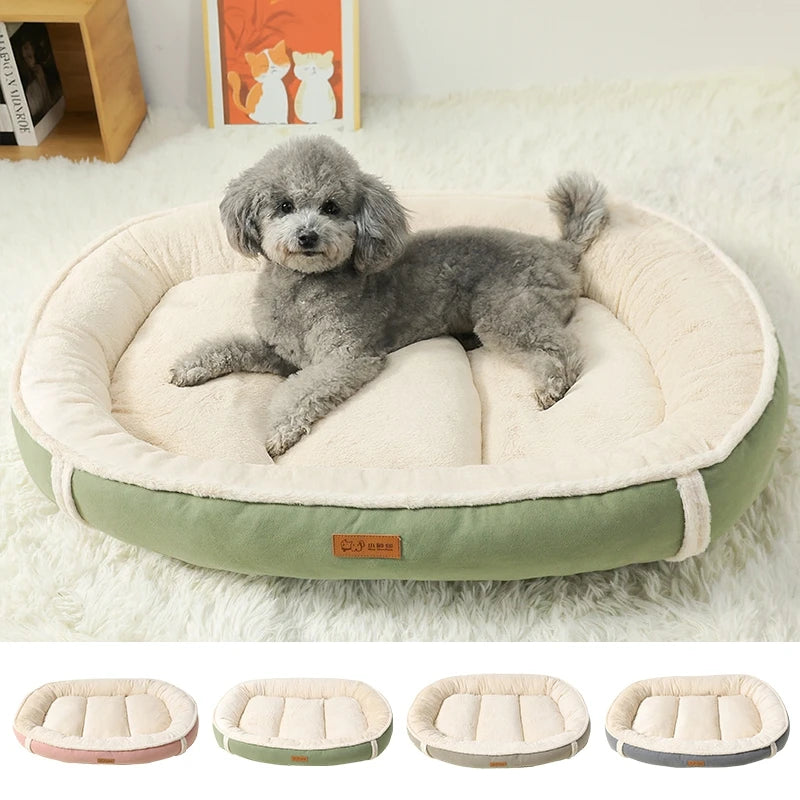 Winter Pet Bed – Warm Suede Cat & Dog Nest with Washable Pad