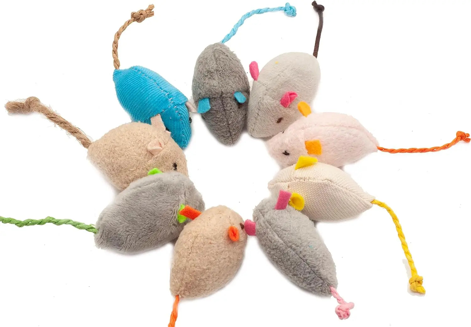 Catnip Mouse Toys – Faux Fur Rattle Mice for Indoor Cats (3–200pcs)