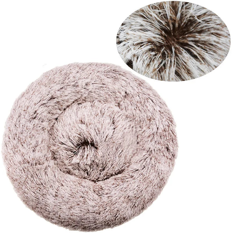 Round Plush Pet Bed – Super Soft Warm Bed for Cats & Dogs (40–90cm)