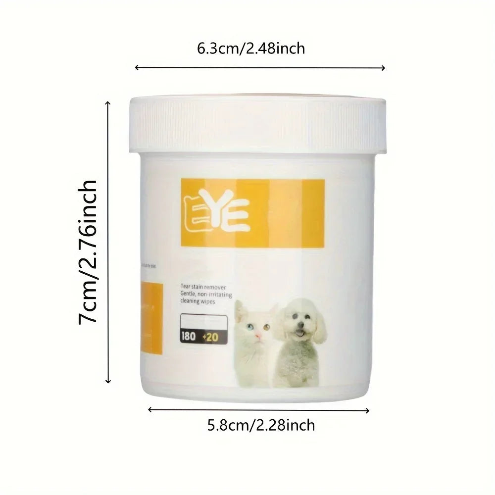 200PCS Pet Eye Wipes – Gentle Tear Stain Remover for Dogs & Cats