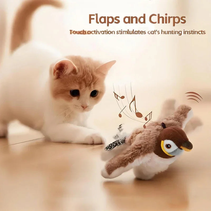 Electric Catnip Bird Toy – Touch-Activated Plush for Cats & Dogs