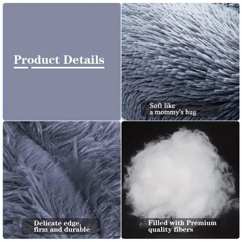 Round Plush Pet Bed – Warm Washable Bed for Cats & Dogs