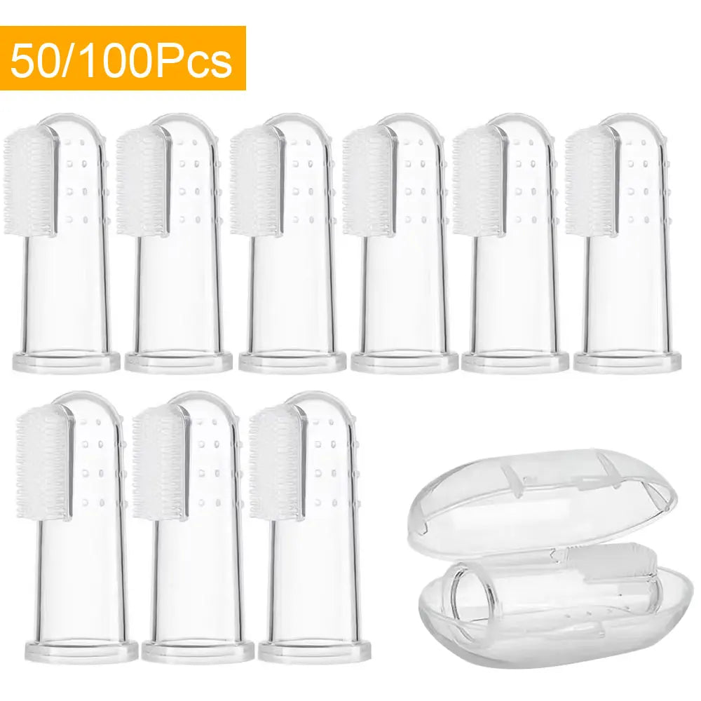 Silicone Pet Finger Toothbrush – Dog & Cat Dental Cleaning Tool (50/100Pcs)