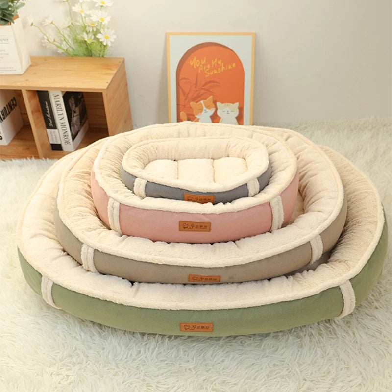 Winter Pet Bed – Warm Suede Cat & Dog Nest with Washable Pad