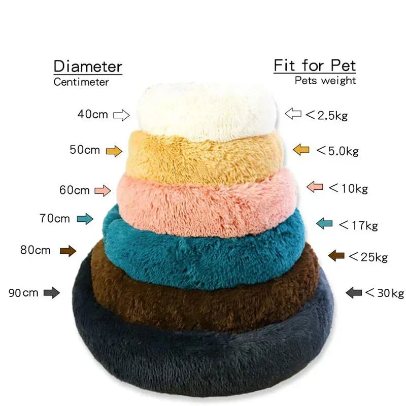 Round Plush Pet Bed – Super Soft Warm Bed for Cats & Dogs (40–90cm)