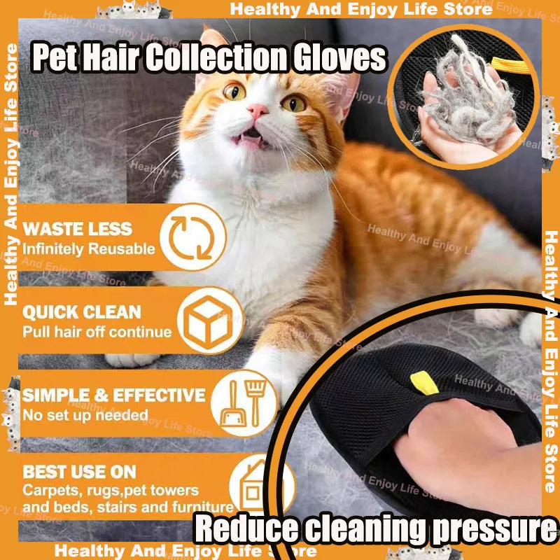 Double-Sided Pet Grooming Gloves – Hair Cleaning & Massage Tool