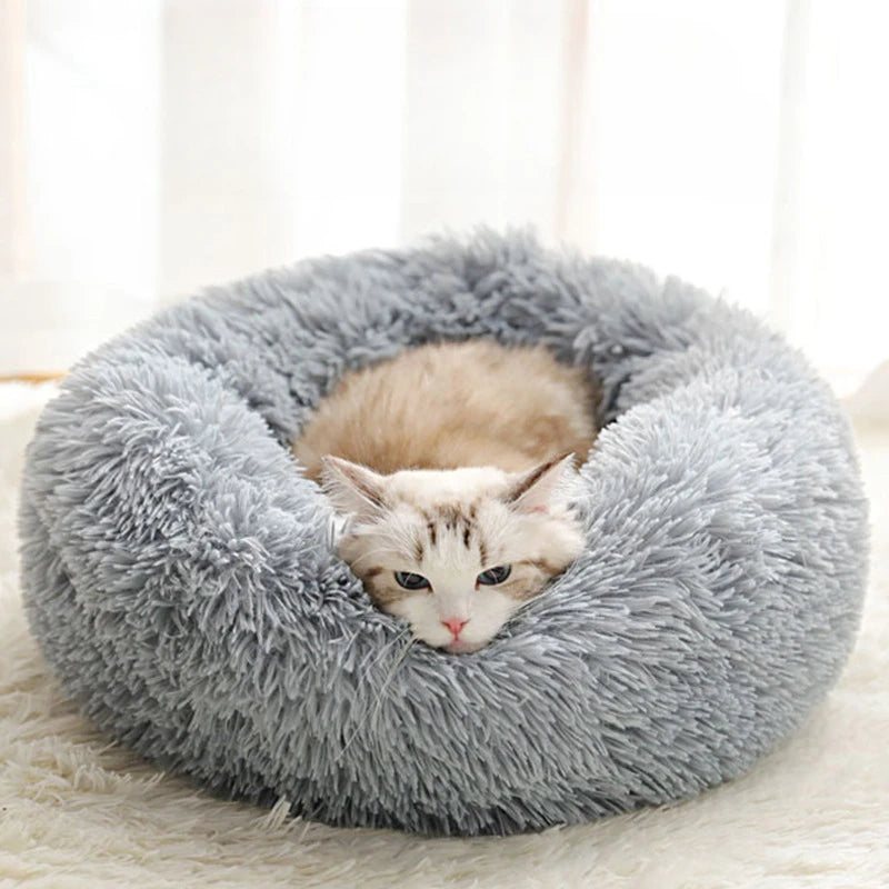 Plush Pet Nest – Warm Detachable Round Bed for Cats & Dogs