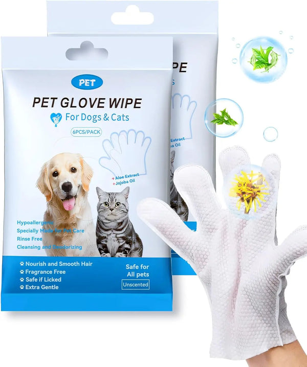 Pet Cleaning Wipes Gloves – Bathing & Deodorizing Wipes for Dogs & Cats