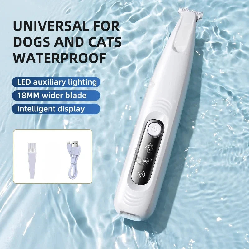 Type-C LED Dog Paw Trimmer – Waterproof Pet Hair Clipper
