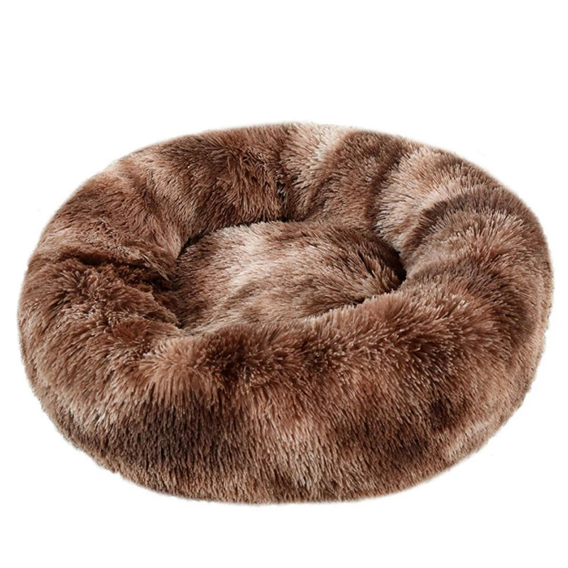 Round Plush Pet Bed – Warm Washable Bed for Cats & Dogs