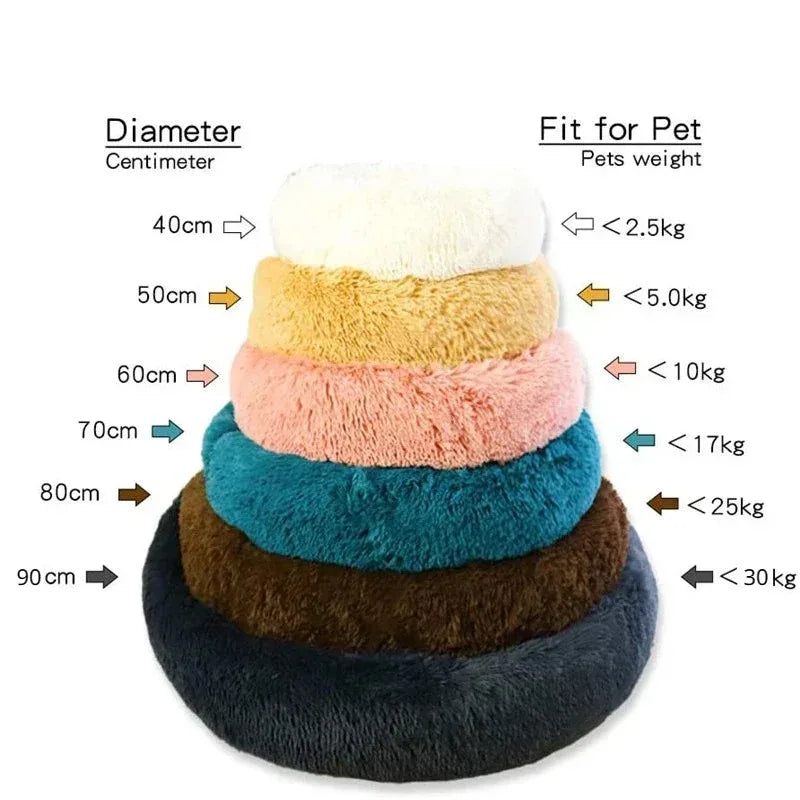 Round Plush Pet Bed – Warm Washable Bed for Cats & Dogs