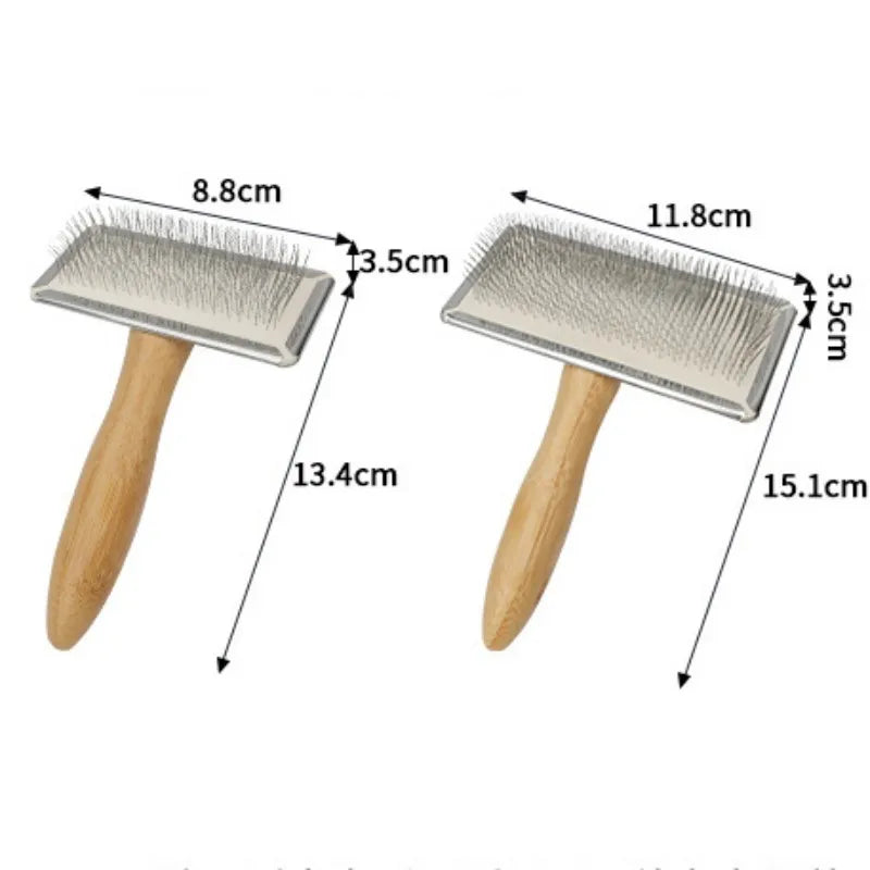 Wooden Pet Comb – Stainless Steel Grooming Brush for Dogs & Cats