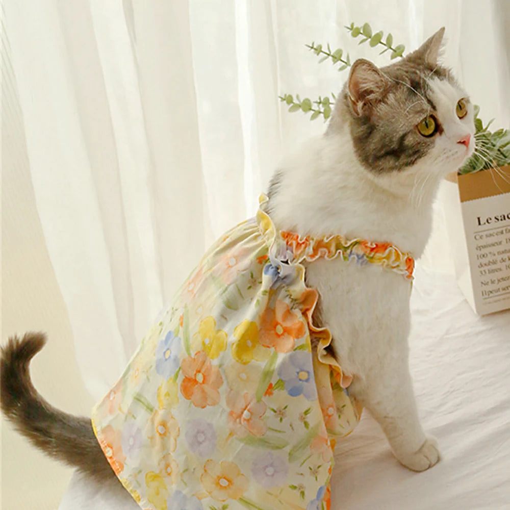 Sphynx Cat Dress – Summer Cotton Princess Skirt for Cats & Small Dogs