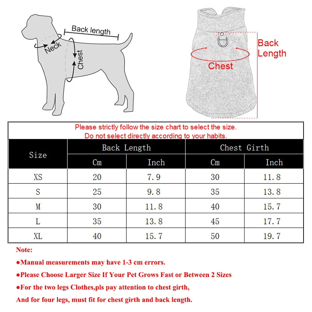 Winter Dog Jacket – Soft Cozy Vest with D-Ring for Small Dogs & Cats