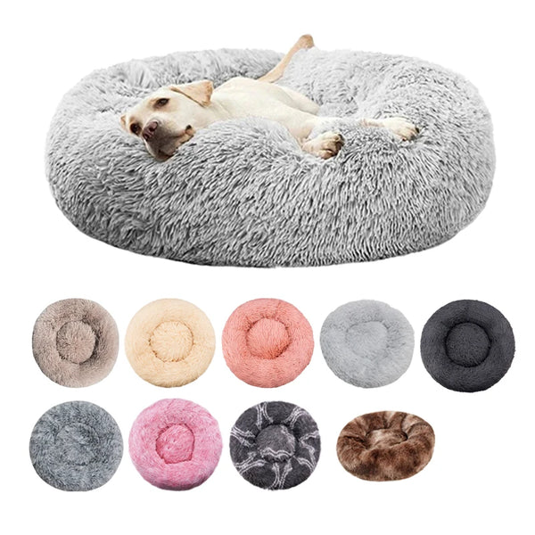 Round Plush Pet Bed – Warm Washable Bed for Cats & Dogs